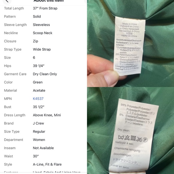 NWT J Crew FLUTED HEM STRETCH FAILLE DRESS IN ALPINE MEADOW Sz 6 K4437 - Picture 6 of 6